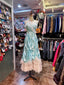 French Retro Mint Green A-Line Strapless Lace Ruffle Satin Long Formal Prom Dresses