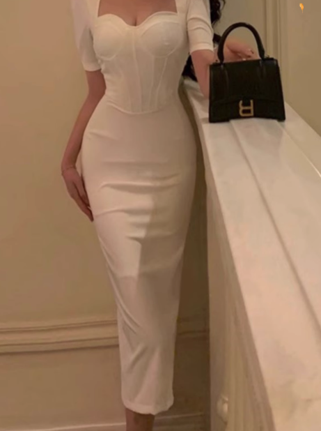 French Slim Fit Five-Quarter Sleeve Hip Dresses Secondary image