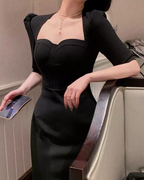 French Slim Fit Five-Quarter Sleeve Hip Dresses