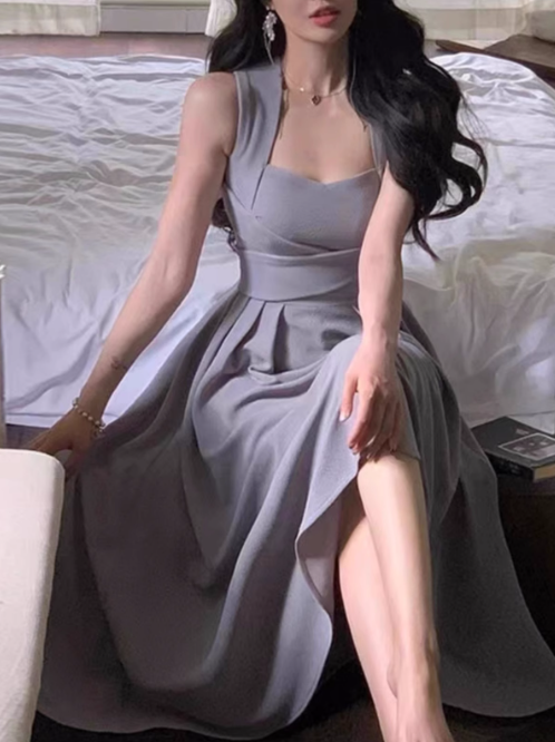 French Style Niche Light Luxury White Straps Dresses Elegant White Birthday Dresses