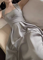 French Style Niche Light Luxury White Straps Dresses Elegant White Birthday Dresses