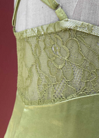 Fresh Elegant Pale Yellow Green Spaghetti Strap Lace Satin Formal Prom Dresses