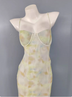 Fresh Gradient Print Spaghetti Strap Chiffon Long Formal Prom Dresses