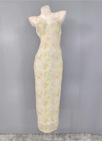 Fresh Gradient Print Spaghetti Strap Chiffon Long Formal Prom Dresses