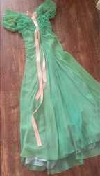 Fresh Green A-Line Ruffled Chiffon Long Formal Prom Dresses