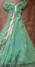 Fresh Green A-Line Ruffled Chiffon Long Formal Prom Dresses