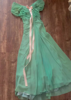 Fresh Green A-Line Ruffled Chiffon Long Formal Prom Dresses