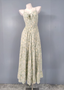 Fresh Green A-Line Spaghetti Strap V-Neck Floral Print Cotton Long Formal Prom Dresses