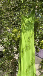 Fresh Green One Shoulder Chiffon Beaded Mermaid Prom Gown Formal Prom Dresses