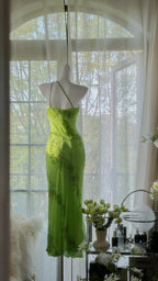 Fresh Green One Shoulder Chiffon Beaded Mermaid Prom Gown Formal Prom Dresses