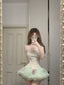 Fresh Green Tulle Herringbone Bustier Mini Homecoming Dresses