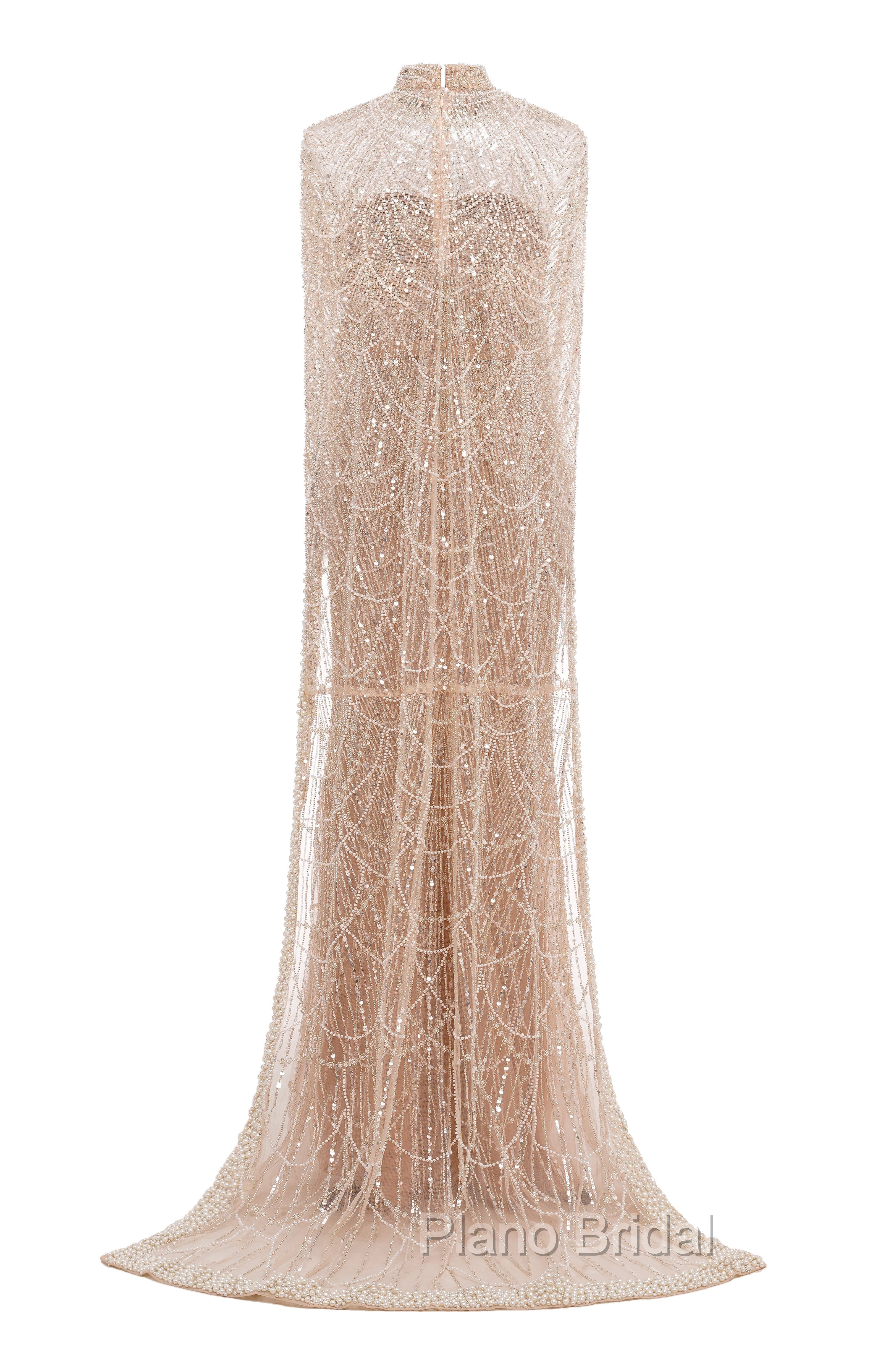 Fuchsia Beading Formal Prom Dresses Sweep Train High Neck Zipper Sleeveless Evening Dresses
