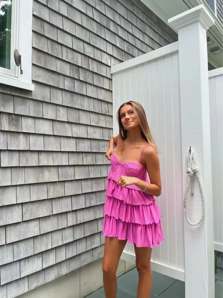 Fuchsia Hot Pink Chiffon Homecoming Dresses, Main image