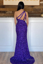 Fuchsia Sequin Long Prom Dress with Slit