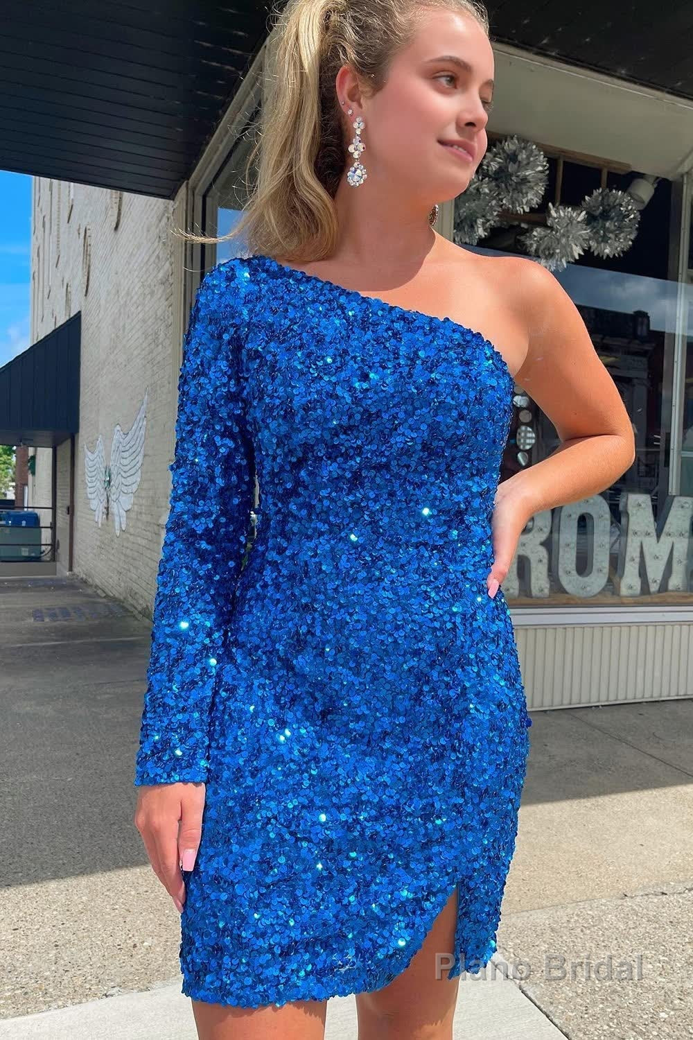 Fuchsia Sequins Homecoming Dress with Sleeves