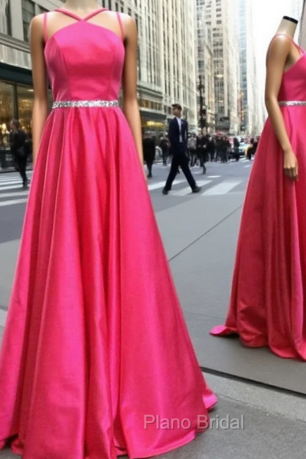 Fuchsia Spaghetti Straps A Line Formal Prom Dresses Formal Prom Dresses Main image