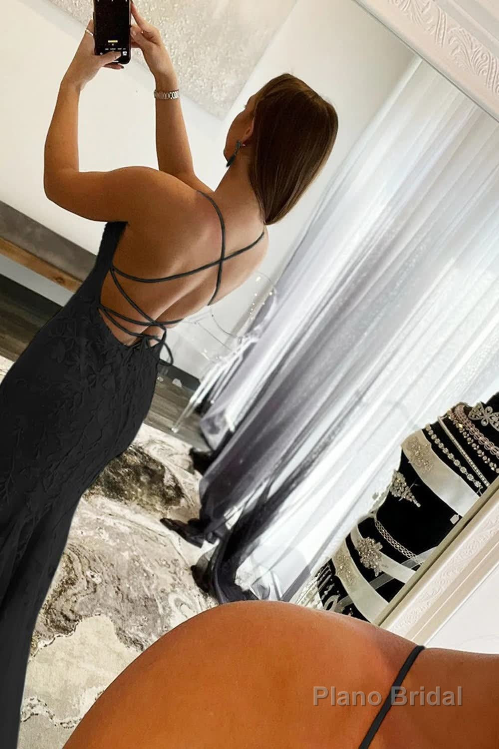 Fuchsia Spaghetti Straps Appliques Prom Dress