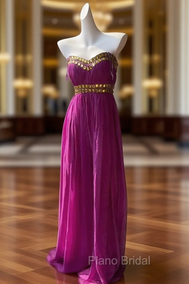 Fuchsia Sweetheart Neckline Retro Chiffon Ball Gown Bright Wedding Dresses Main image