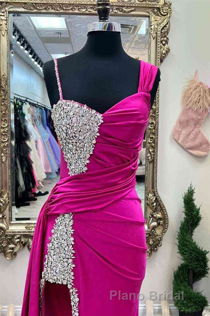Chic Fuchsia Beaded Long Porm Dresses Secondary image