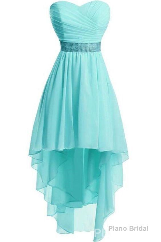 Women Strapless Lace Up Back Sexy High Low Chiffon Dress Secondary image