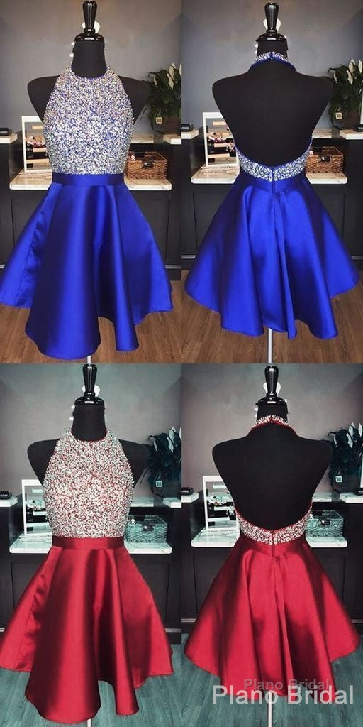 Halter Neck Homecoming Dress, Short Beaded Graduation Dresses, Dance Dress, Sweet 16 Dress Secondary image