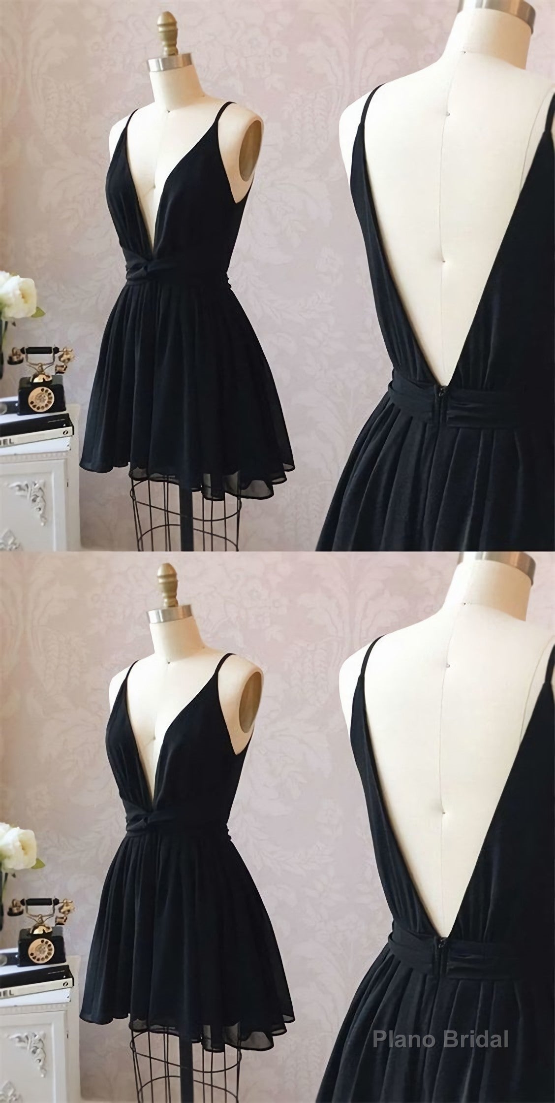 Cute Black Chiffon Short Little Black Homecoming Dresses Main image