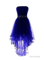 Royal Blue Tulle High Low Scoop Homecoming Dresses, Blue Party Dress
