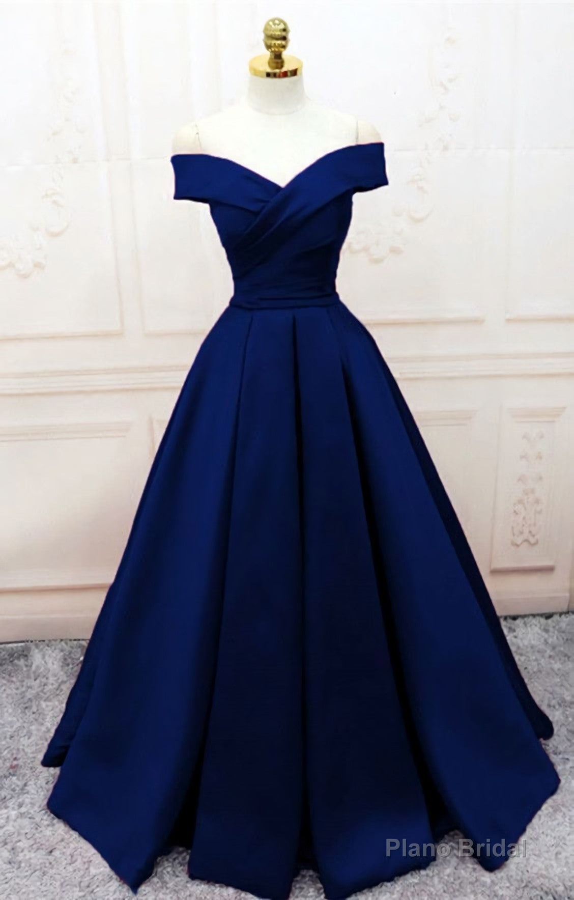 OFF THE SHOULDER NAVY LONG Prom Dresses Main image