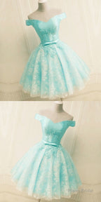 Green Off The Shoulder Appliques Short Homecoming Dress
