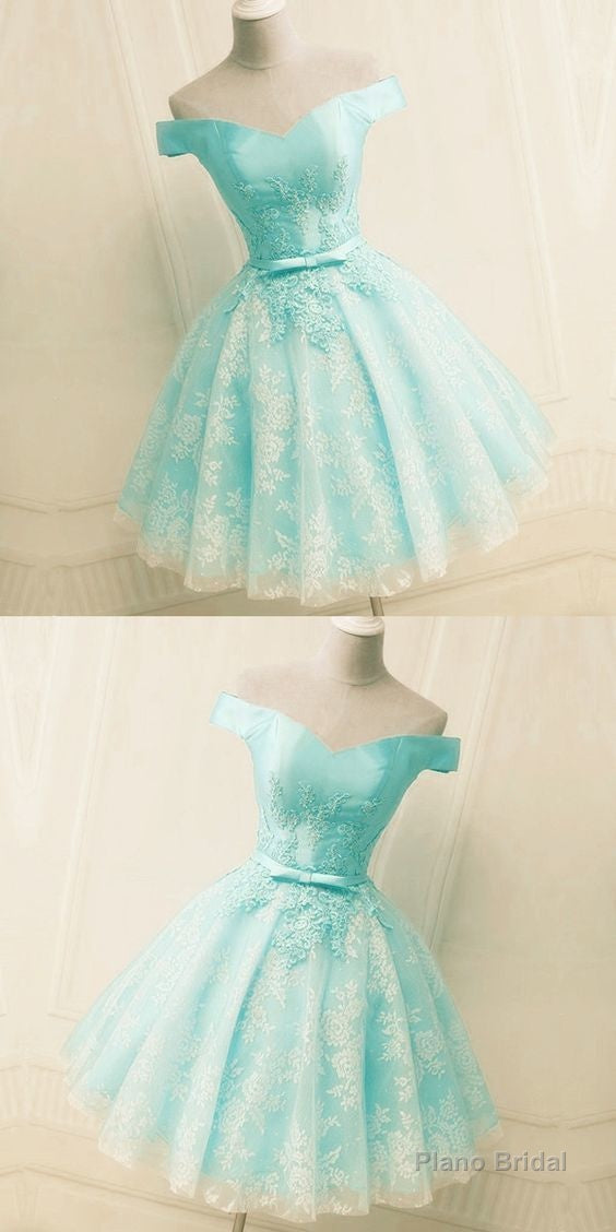 Green Off The Shoulder Appliques Short Homecoming Dress Main image