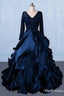 formal v neck beading lace satin backless ball gown prom dresses with sleeves