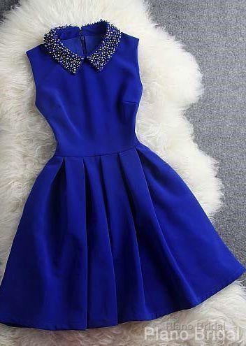 Blue Dress With Beaded Collar Secondary image