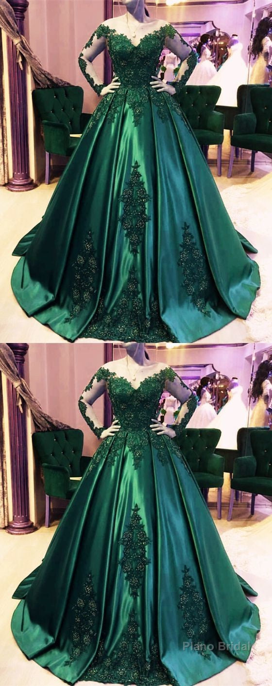 Dark Green Ball Gown Emerald Green Prom Dress, Ball Gown Wedding Dress