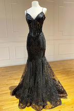 Fuchsia Mermaid Sequined Embroidery Tulle Long Formal Prom Dresses