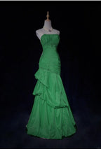 Sweet Spaghetti Straps Mermaid Formal Evening Dresses Pink Satin Layered Pleated Formal Prom Dresses With Beading
