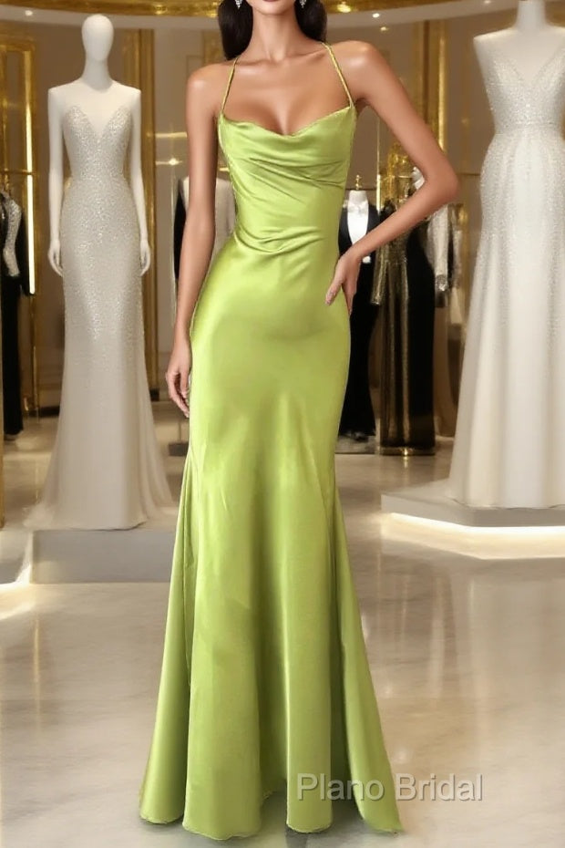 Gentle Satin Swing Neck Spaghetti Straps Mermaid Gown Elegant Backless Formal Prom Dresses For Quinceanera&Graduation Main image