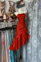 Girlhomeshops-Champagne Short Ruffle Satin Homecoming Dresses Birthday Dresses