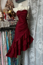 Girlhomeshops-Champagne Short Ruffle Satin Homecoming Dresses Birthday Dresses
