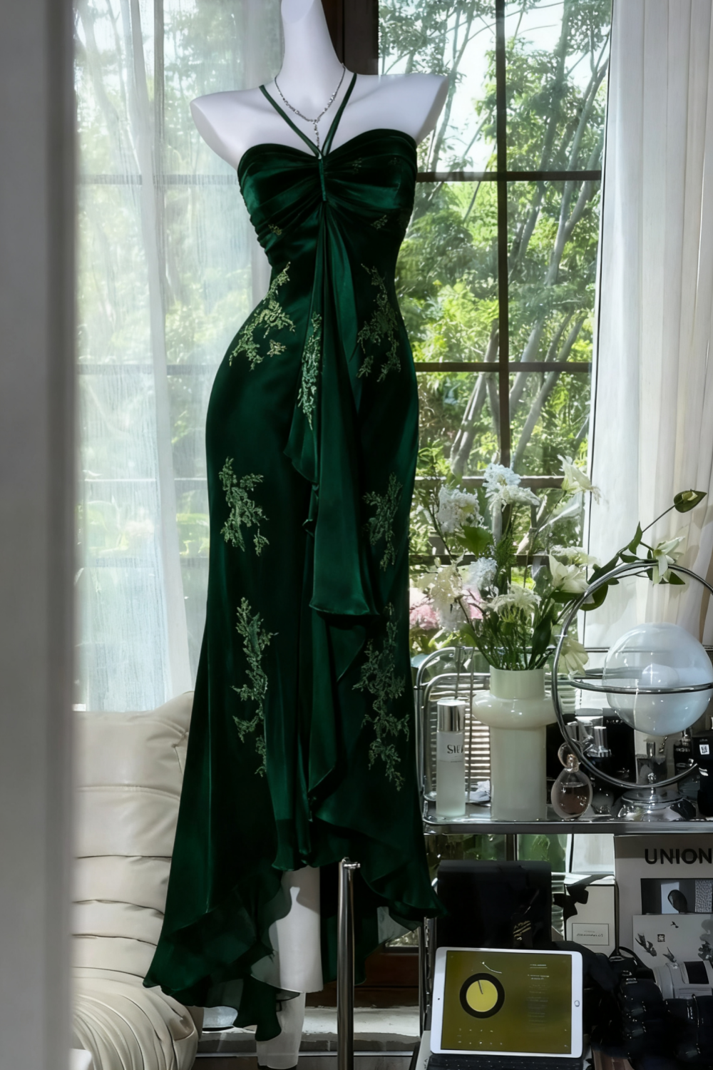 Green Beaded Exquisite Gorgeous Long Chiffon Formal Prom Dresses Formal Evening Dresses Party Dresses