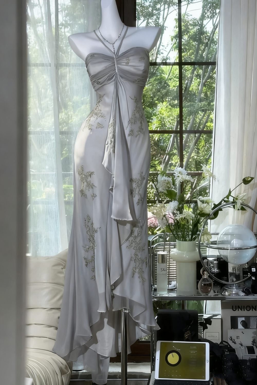 Green Beaded Exquisite Gorgeous Long Chiffon Formal Prom Dresses Formal Evening Dresses Party Dresses