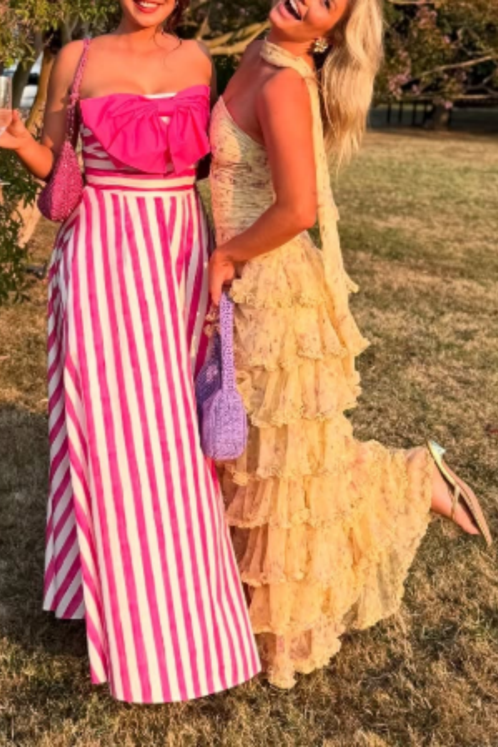 Yellow Floral Long Chiffon Party Dresses Wedding Guest Dresses