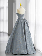 Glam A-line Blue-Grey Sweetheart Long Party Dresses, Floor Length Tulle Formal Prom Dresses Formal Dresses