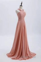 Glam Blush Pink Formal Prom & Wedding Dresses-Sweet 16 Chiffon Evening Gown For Graduation & Quinceanera