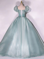 Glam Light Green Ball Gown Short Sleeves Formal Dresses, Light Green Sweet 16 Dresses