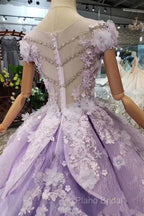 Glam Light Purple Tulle With Lace Applique Sweet 16 Dresses, Light Purple Formal Prom Dresses