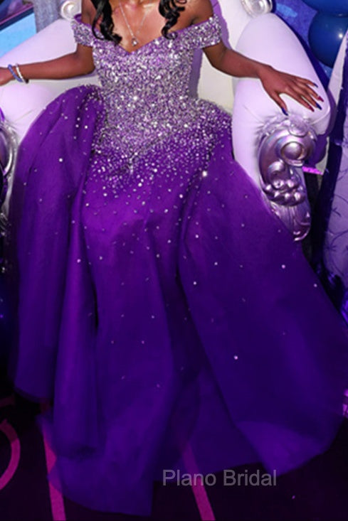 Glam Sequins Off the Shoulder Ball Gown Sweetheart Gowns, Quinceanera Dresses