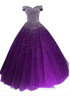 Glam Sequins Off the Shoulder Ball Gown Sweetheart Gowns, Quinceanera Dresses