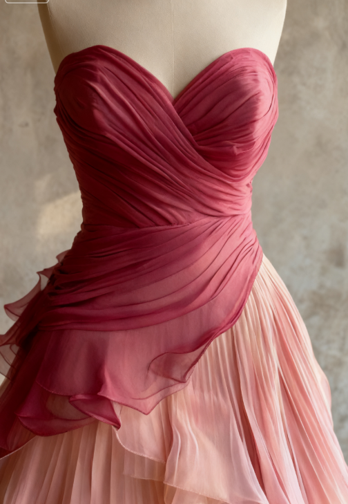 Glam Sweetheart A-Line Pink Long Formal Prom Dresses Chiffon Pleated Pink Qucneanera Dresses Sweet 16 Dresses Secondary image