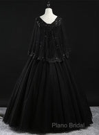 Glam Tulle With Lace Applique Ball Gown Sweet 16 Dresses, Beaded Formal Prom Dresses Formal Dresses