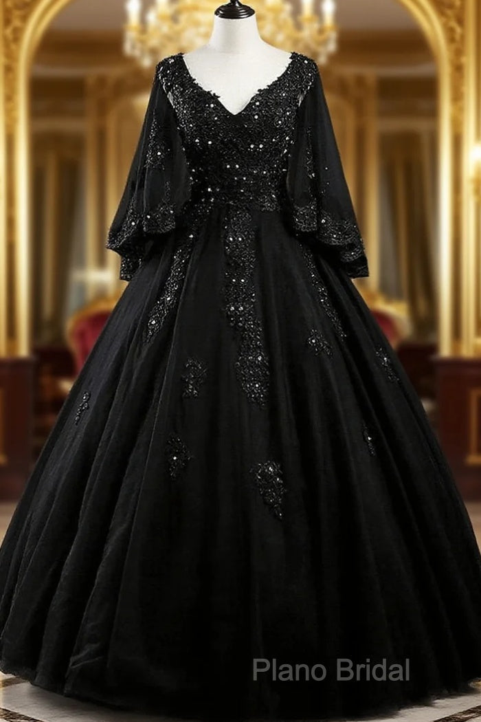 Glam Tulle With Lace Applique Ball Gown Sweet 16 Dresses, Beaded Formal Prom Dresses Formal Dresses Main image